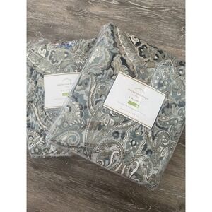 Pottery Barn Mackenna Drapes Set 2 Blue 50x 84 Curtains Medallion Paisley New